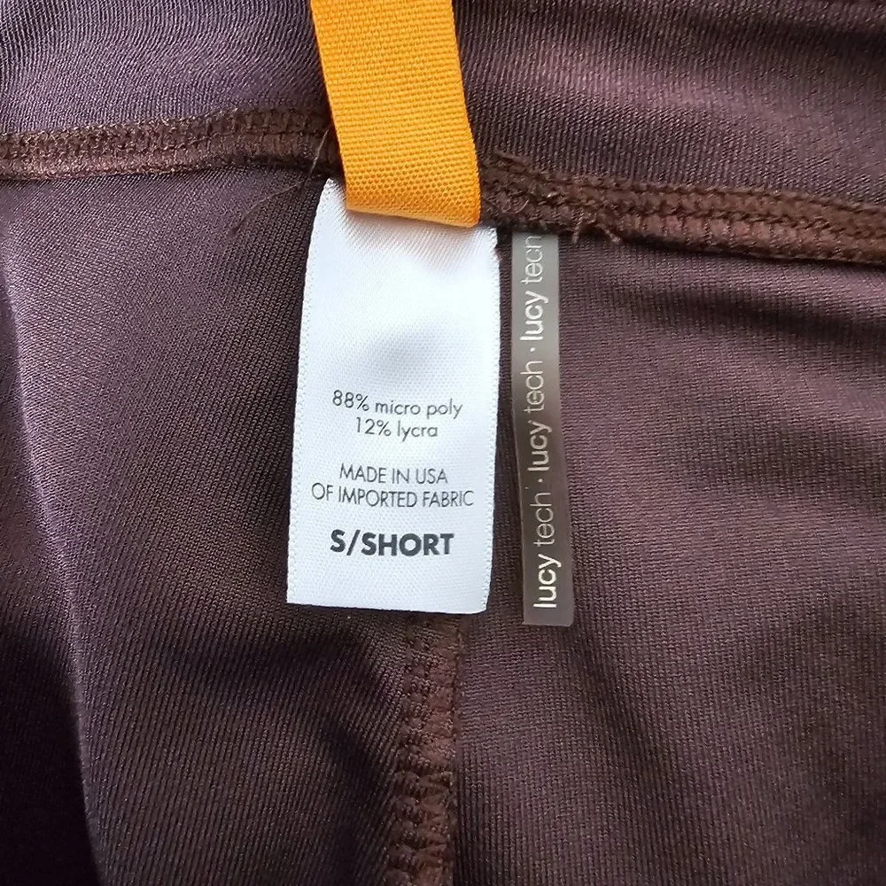 Lucy Size Small Short Brown Wide Leg Yoga Pants Zipper Pockets High Rise - Picture 6 of 6